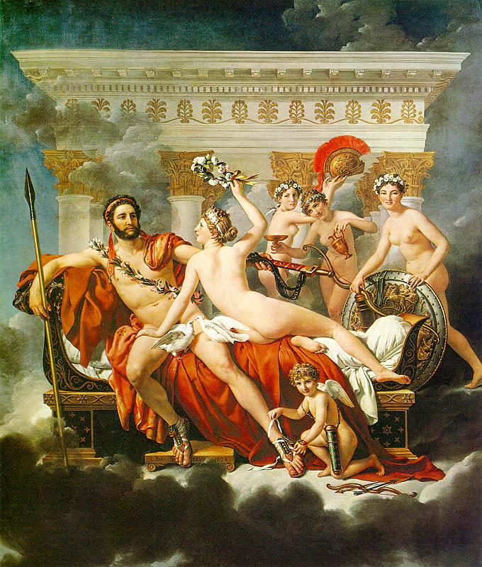 Jacques-Louis  David Mars Disarmed by Venus and the Three Graces Sweden oil painting art